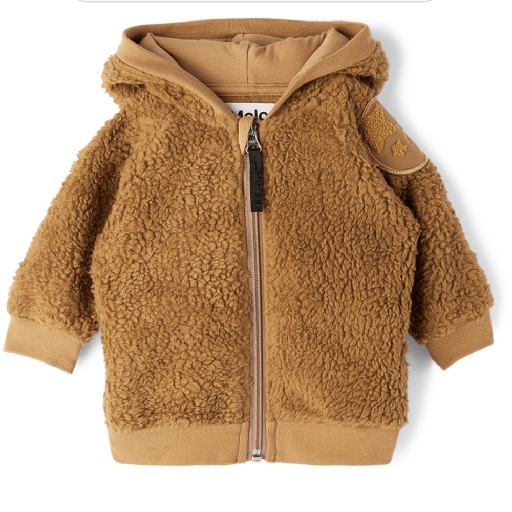Molo Teddy Sherpa Zip Hoodie in Caramel Brown
